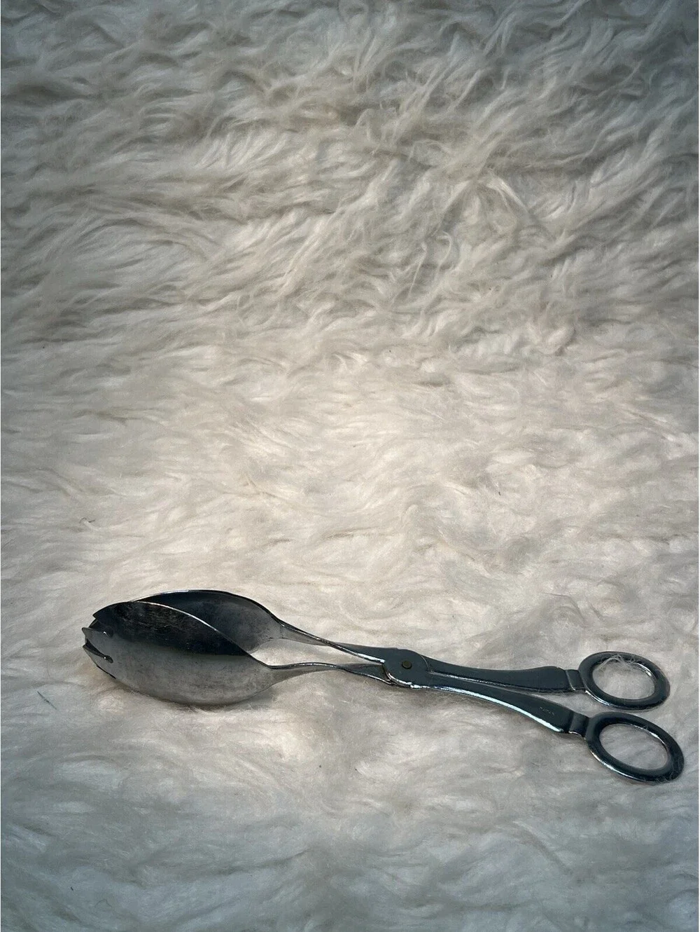 Vintage Silverplate Salad Serving Tongs Scissor Style Spoon Fork Made In Japan